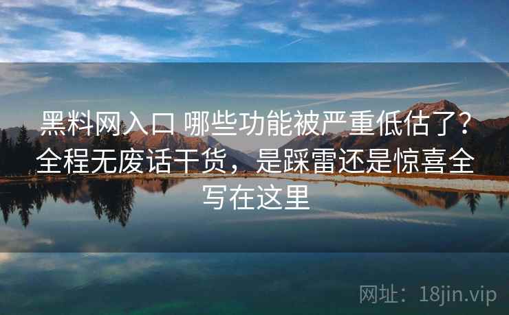 黑料网入口 哪些功能被严重低估了?全程无废话干货,是踩雷还是惊喜全写在这里 黑料网入口 哪些功能被严重低估了?全程无废话干货,是踩雷还是惊喜全写在这里