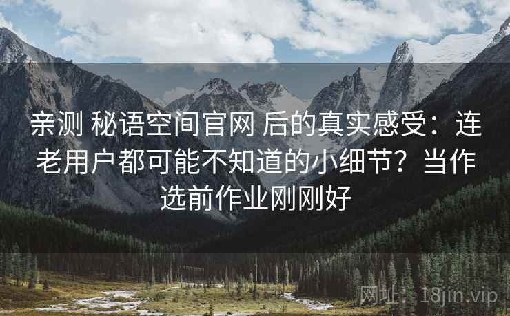 亲测 秘语空间官网 后的真实感受：连老用户都可能不知道的小细节？当作选前作业刚刚好