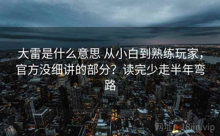 大雷是什么意思 从小白到熟练玩家，官方没细讲的部分？读完少走半年弯路