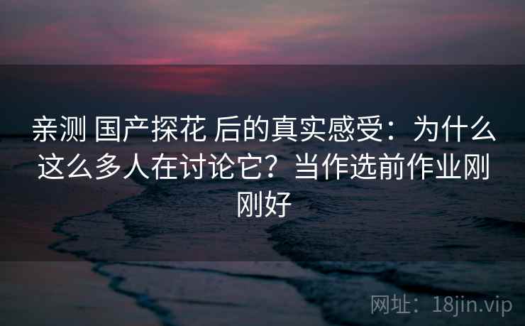 亲测 国产探花 后的真实感受：为什么这么多人在讨论它？当作选前作业刚刚好